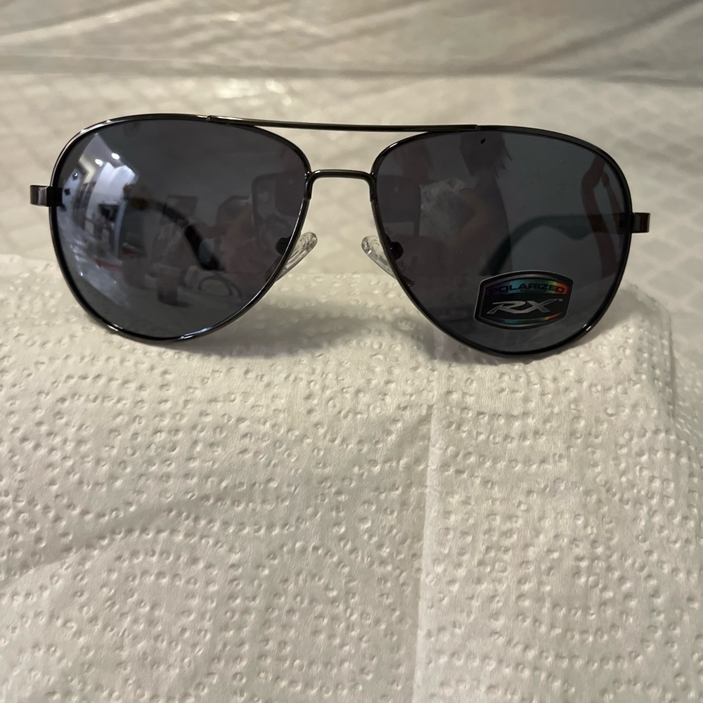 Carbon Fiber Dark Gunmetal Aviator Sunglasses NWT